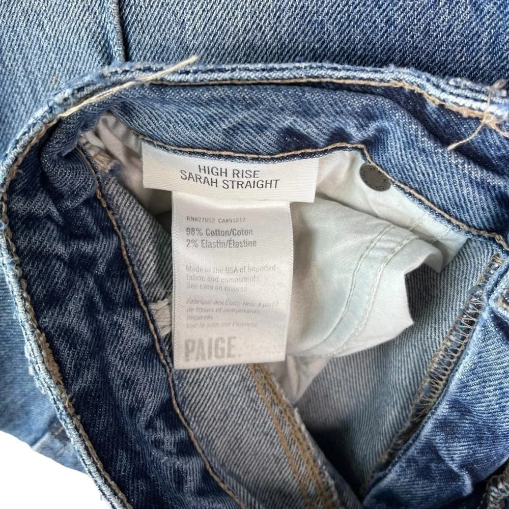 PAIGE Women’s High Rise Sarah Straight Seamed Revine Jeans Size 27 - Picture 14 of 14
